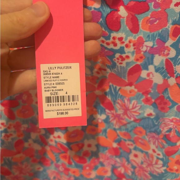 Lilly Pulitzer Linwood Ruffle Romper Aura Pink Size 4 NWT - Picture 4 of 5
